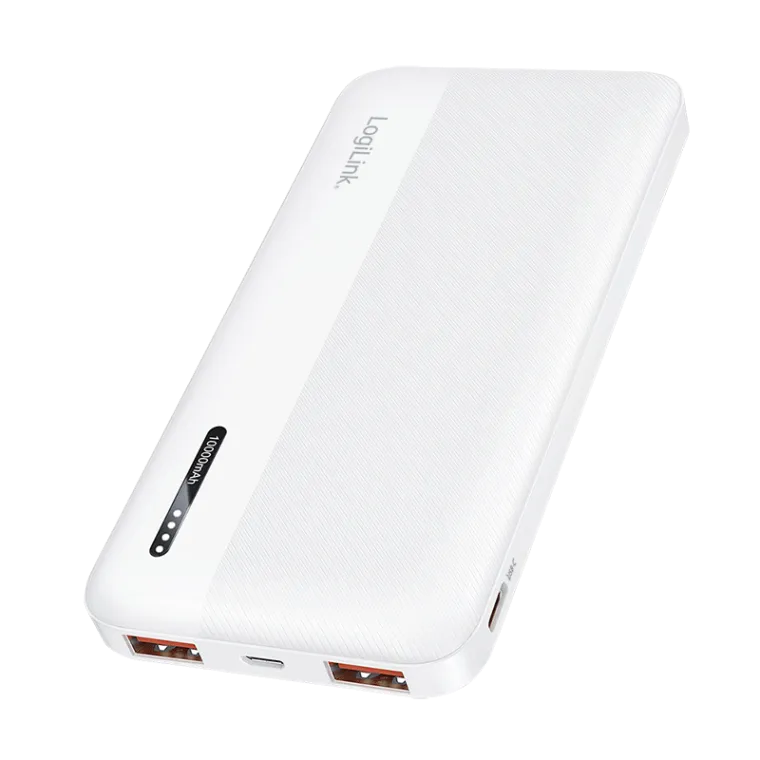 Mobile Powerbank, LiPo, 10.000 mAh, 2x USB-A + USB-C, PD 20W, weiß