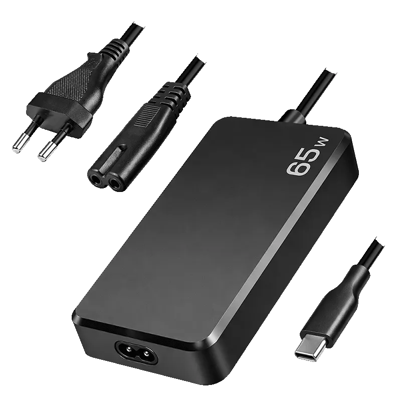 Schlankes Universal-USB-C-Netzteil mit festem Kabel, 65 W (PD) für Laptops, Tablets, Smartphones