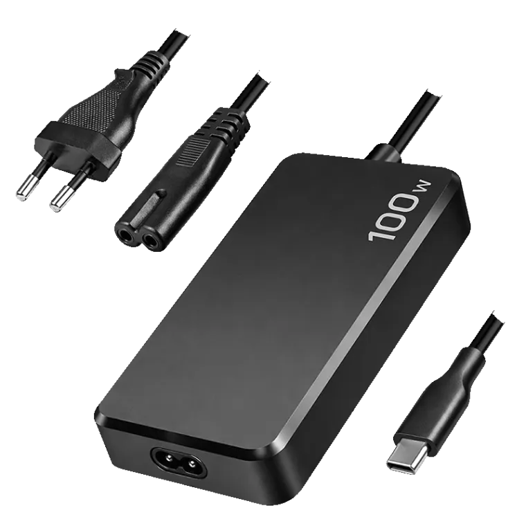 Schlankes Universal-USB-C-Netzteil mit festem Kabel, 100 W (PD) für Laptops, Tablets, Smartphones