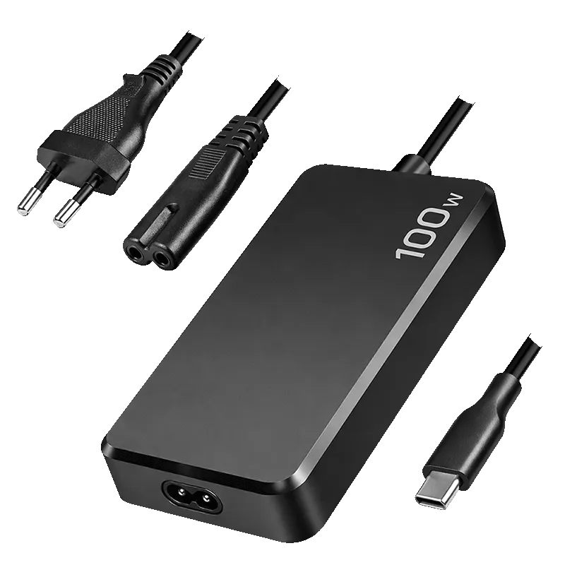 Schlankes Universal-USB-C-Netzteil mit festem Kabel, 100 W (PD) für Laptops, Tablets, Smartphones