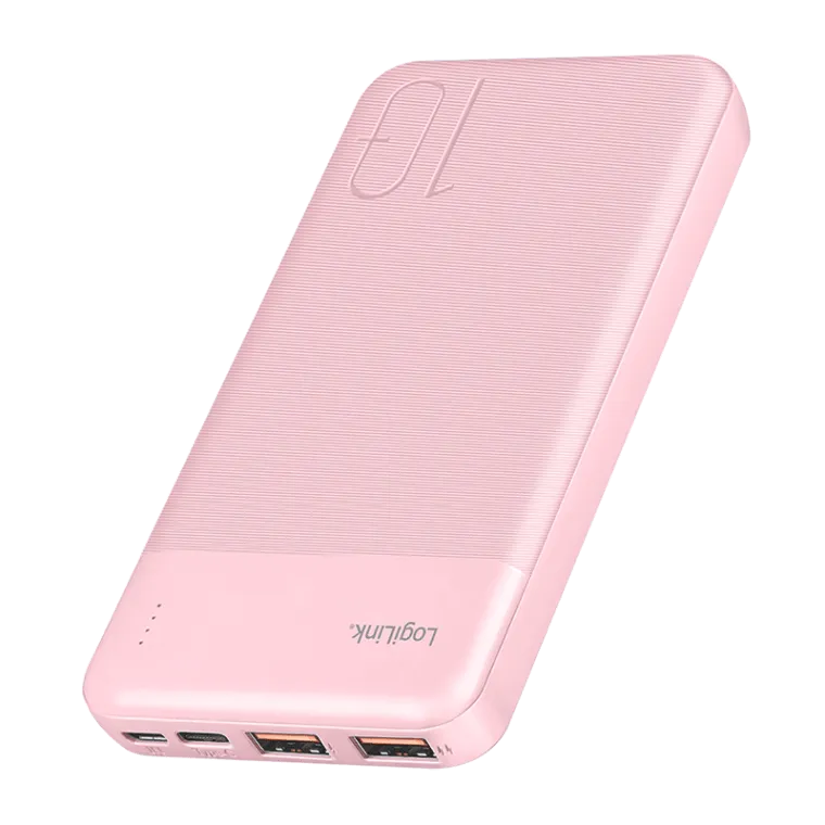 Powerbank 10.000 mAh, 2x USB-A, 1x USB-C, PD 3.0/QC 3.0, 22.5 W, Pink