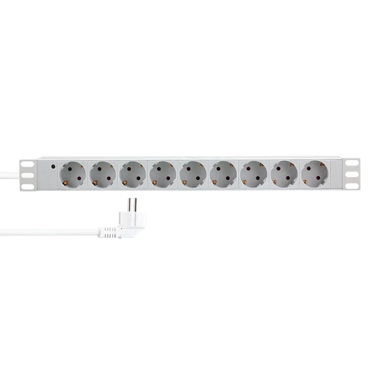 19" Steckdosenleiste 9-fach, Lichtgrau