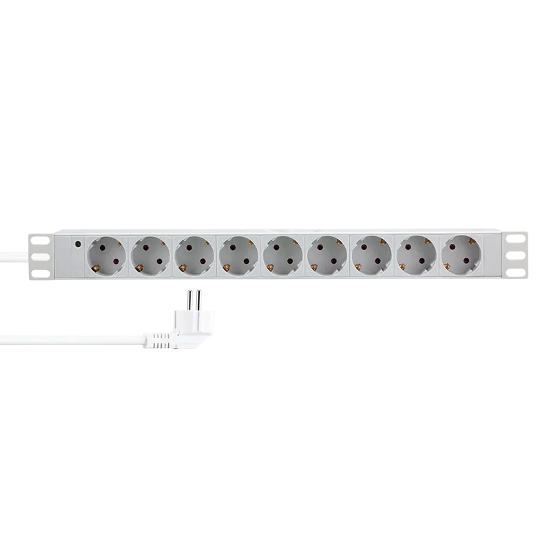 19" Steckdosenleiste 9-fach, Lichtgrau
