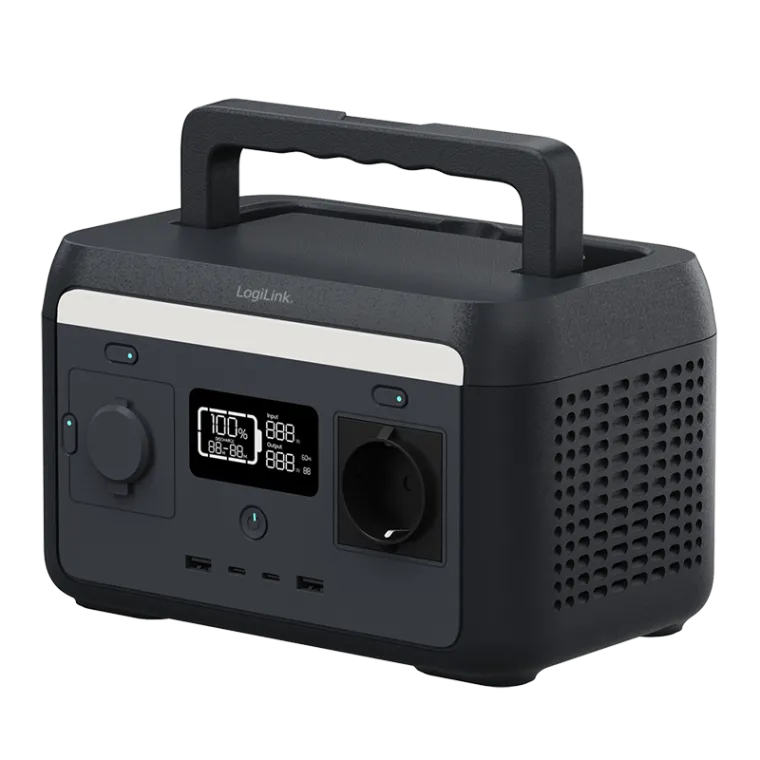 Tragbare Powerstation, 300 W, LiFePO4-Akku, schwarz