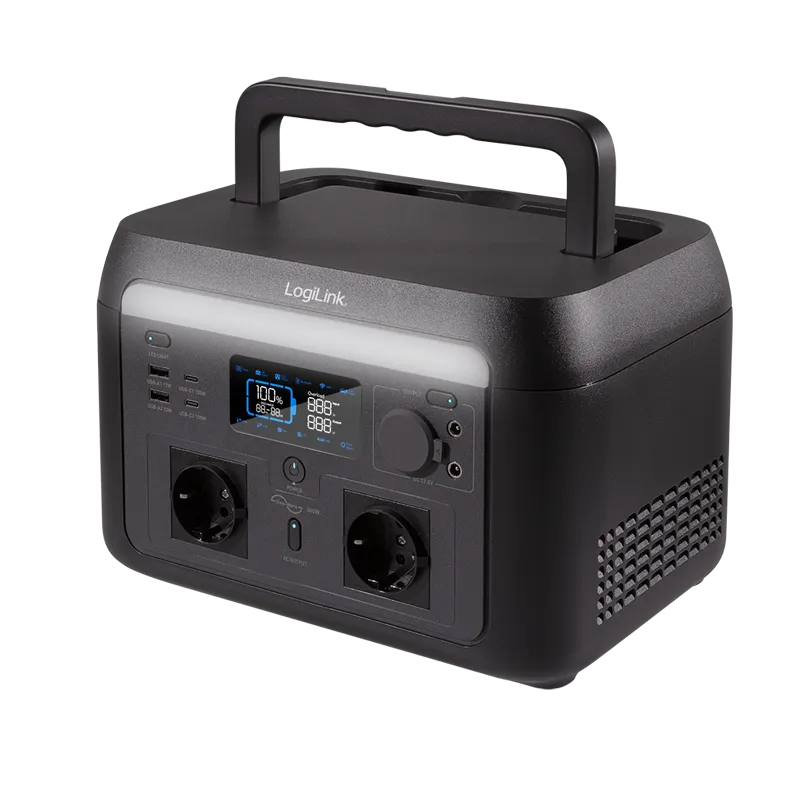 Tragbare Powerstation, 600 W, LiFePO4-Akku, Tuya kompatibel, schwarz