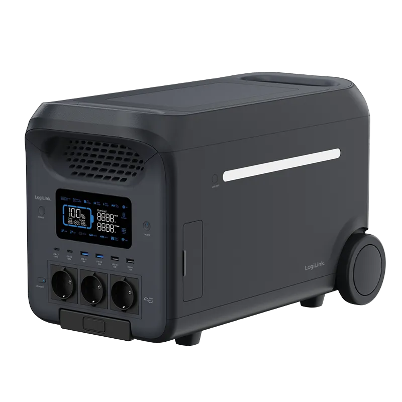 Tragbare Powerstation, 3000 W, LiFePO4-Akku, Tuya kompatibel, schwarz