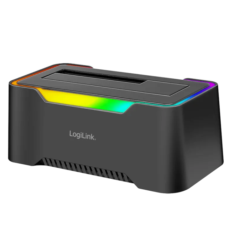Dockingstation, 1-Port, USB-C 3.2 Gen 1, 2.5" & 3.5" SATA HDD/SSD, RGB-Licht, schwarz