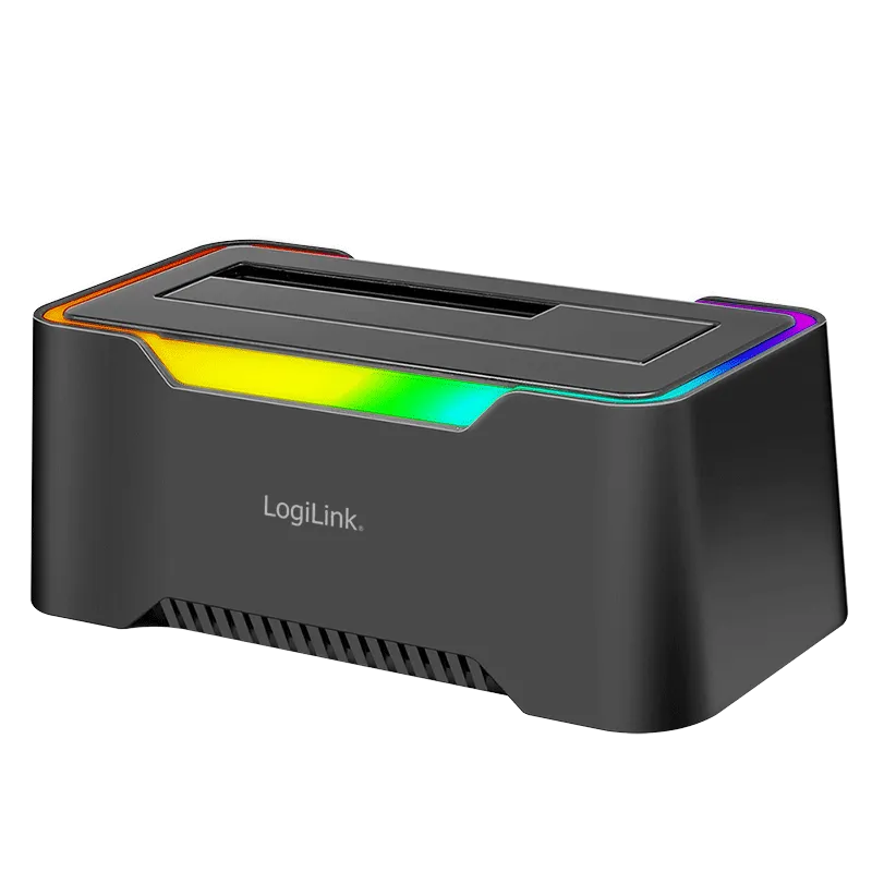 Dockingstation, 1-Port, USB-C 3.2 Gen 1, 2.5" & 3.5" SATA HDD/SSD, RGB-Licht, schwarz