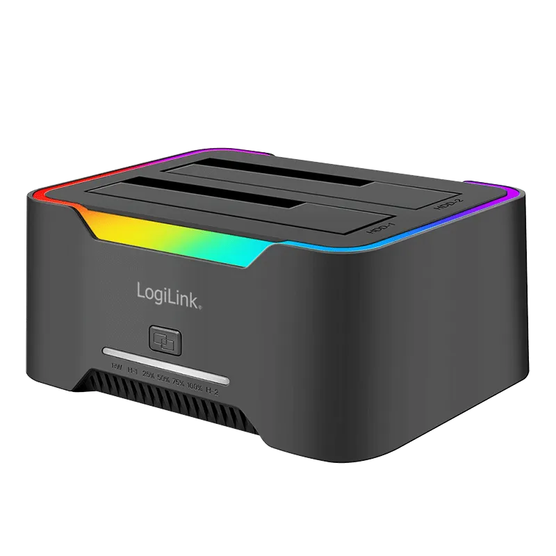 Dual-Dockingstation, 2-Ports, USB-C 3.2 Gen 1, 2.5" & 3.5", Offline-Clone, schwarz