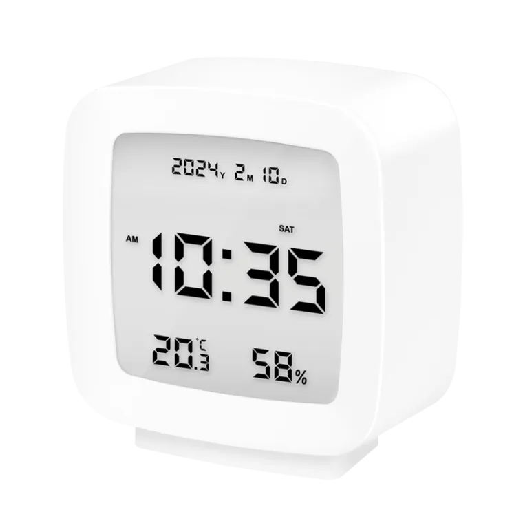 Digitaler Wecker, Temperatur, Luftfeuchtigkeit, Snooze-Funktion, weiß