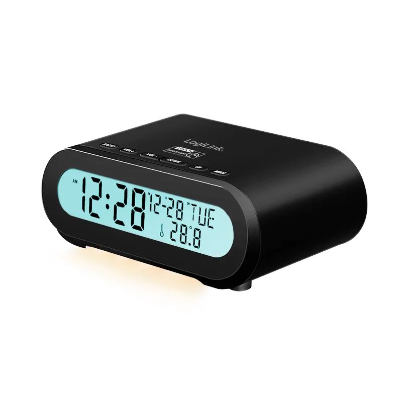 Radiowecker, Nachtlicht, Temperatur, Sleep-Timer, Schwarz