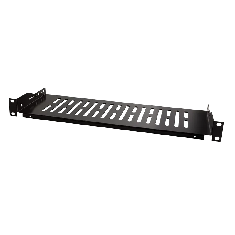 19" Fachboden, Befestigung nur vorne T=150 mm, Schwarz
