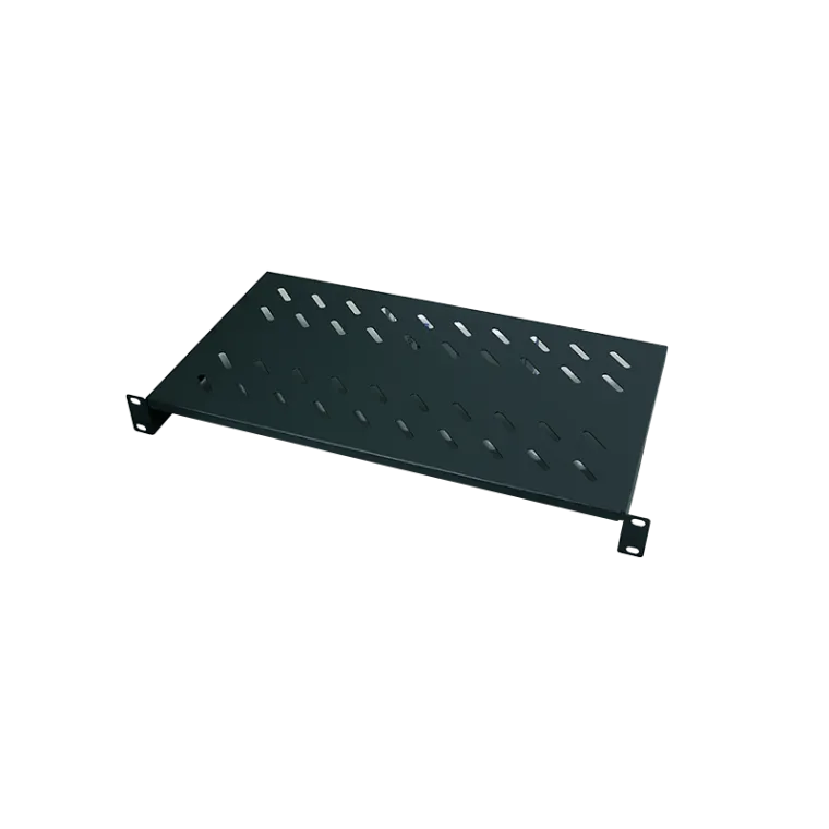 19" Fachboden, Befestigung nur vorne, 300mm Tiefe, Schwarz