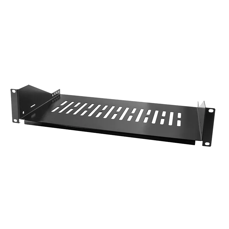 19" Fachboden, Befestigung nur vorne T=250 mm, Schwarz