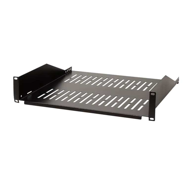 19" Fachboden, Befestigung nur vorne T=400 mm, Schwarz