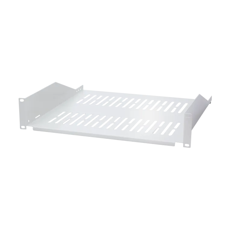 19" Fachboden, Befestigung nur vorne T=400 mm, Grau
