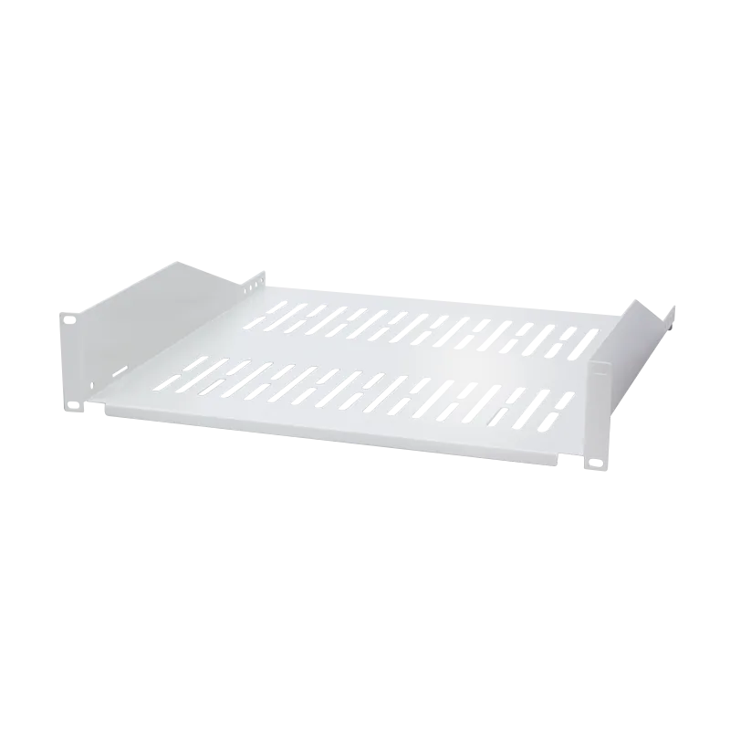 19" Fachboden, Befestigung nur vorne T=400 mm, Grau