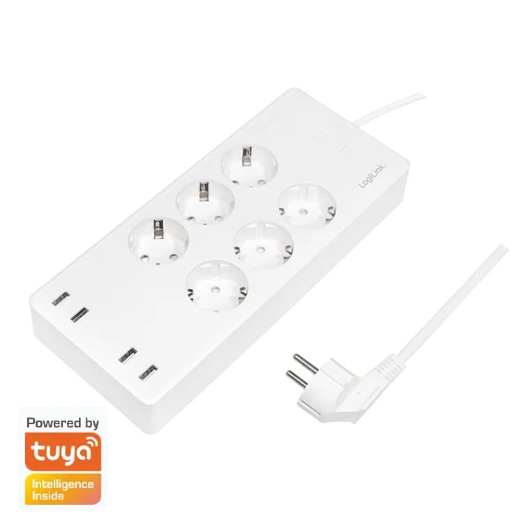 Wi-Fi Smart Steckdosenleiste 6-fach (CEE7/3), 4x USB, Tuya kompatibel