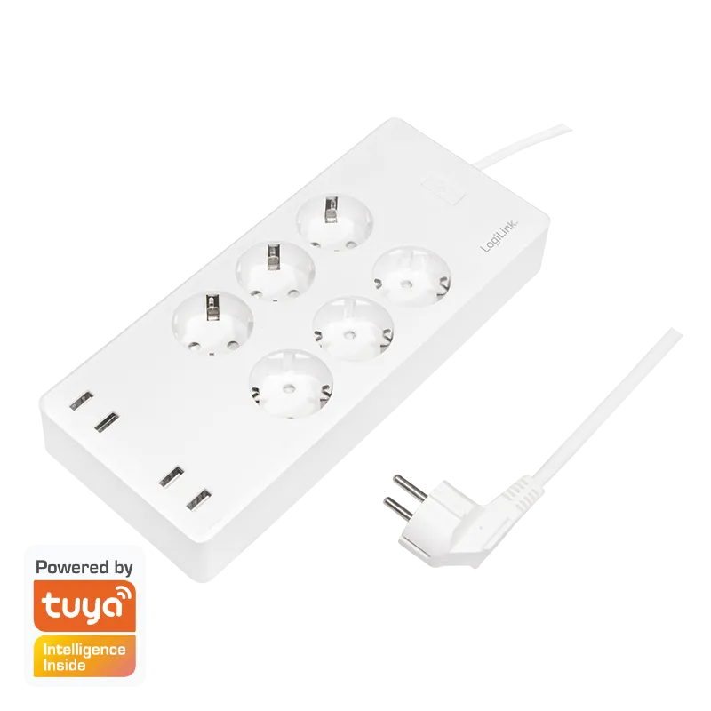 Wi-Fi Smart Steckdosenleiste 6-fach (CEE7/3), 4x USB, Tuya kompatibel