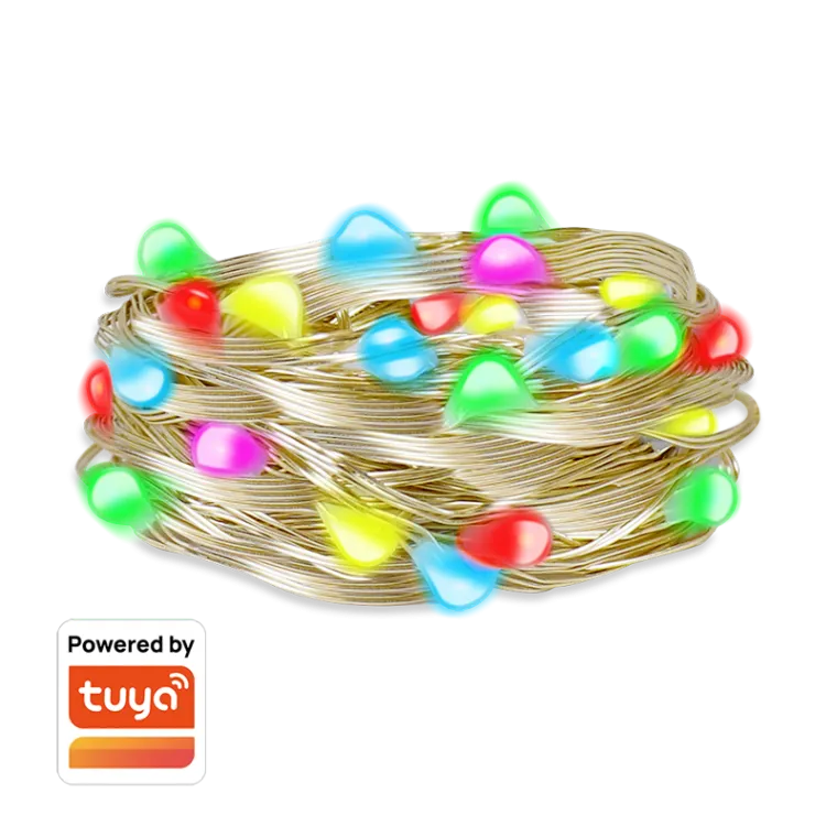Wi-Fi Smart RGB-Lichterkette mit Fernbedienung, Tuya kompatibel, 5 m