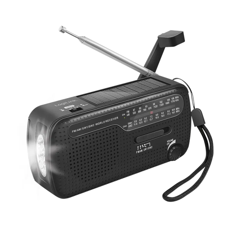 Solar-Handkurbelradio, Powerbank, LED-SOS-Taschenlampe, super kompakt, Schwarz