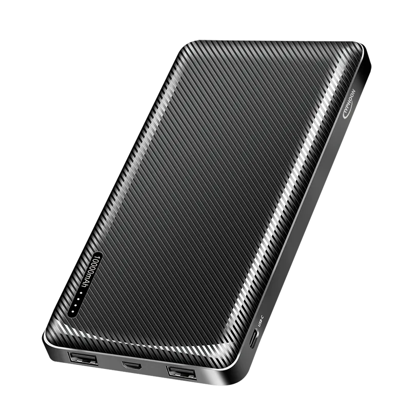 Powerbank 10.000 mAh, 2x USB-A, USB-C, micro-USC, schwarz