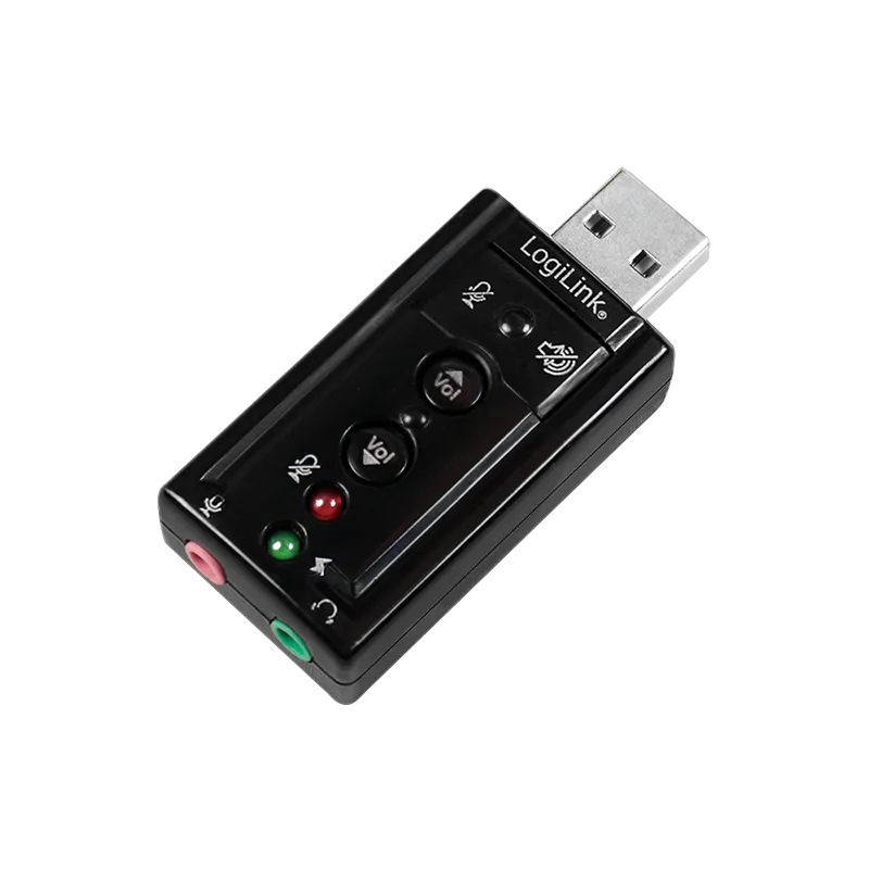 USB 2.0 Audio-Adapter, USB-A/M zu 2x 3,5 mm/F, Virtual 7.1 Soundeffekt, schwarz