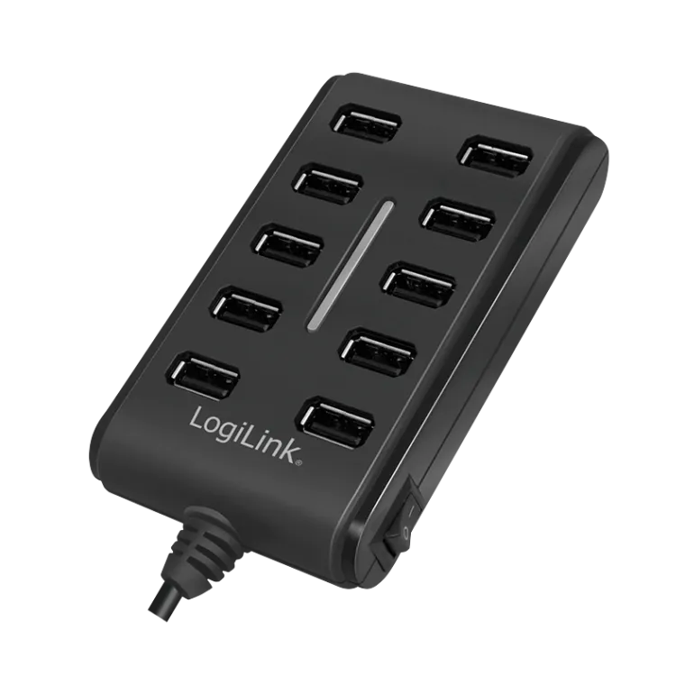 USB 2.0 Hub, 10-Port mit EIN/AUS Schalter