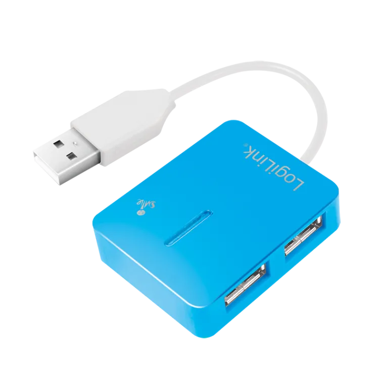 USB 2.0 Hub 4-Port, Smile, blau