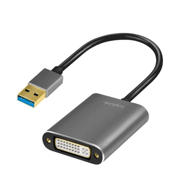 USB 3.0-Adapter A/M zu DVI-D/F, 1080p/60 Hz, silber, 0,1 m