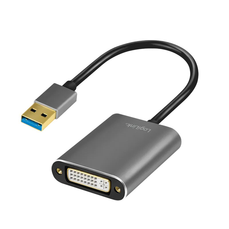 USB 3.0-Adapter A/M zu DVI-D/F, 1080p/60 Hz, silber, 0,1 m