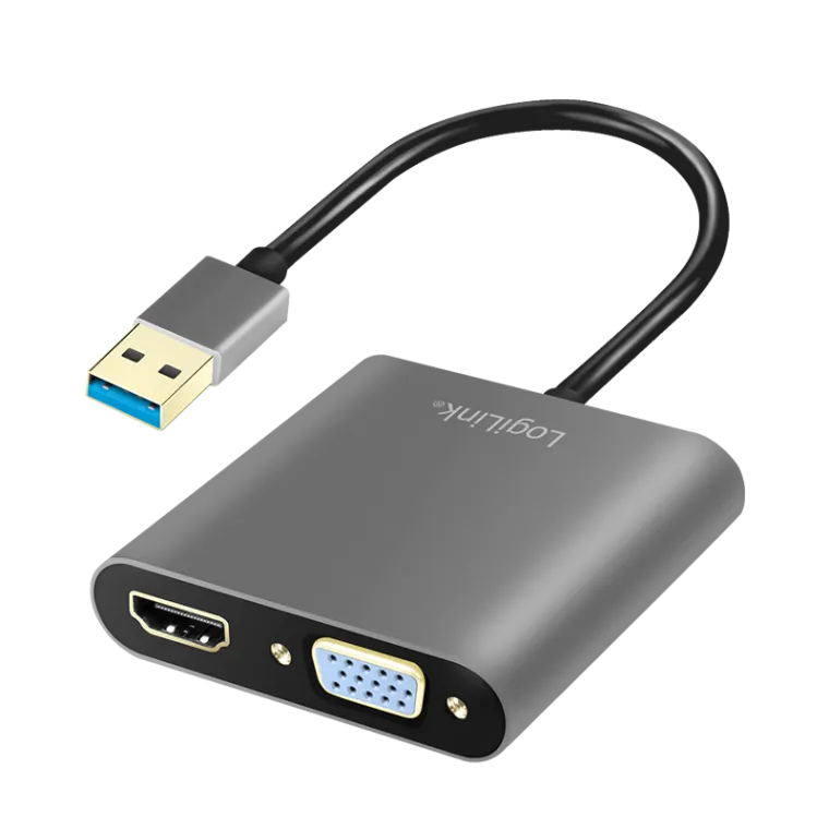 USB 3.0-Adapter A/M zu HDMI-A/F + VGA/F, 1080p/60 Hz, schwarz, 0,15 m