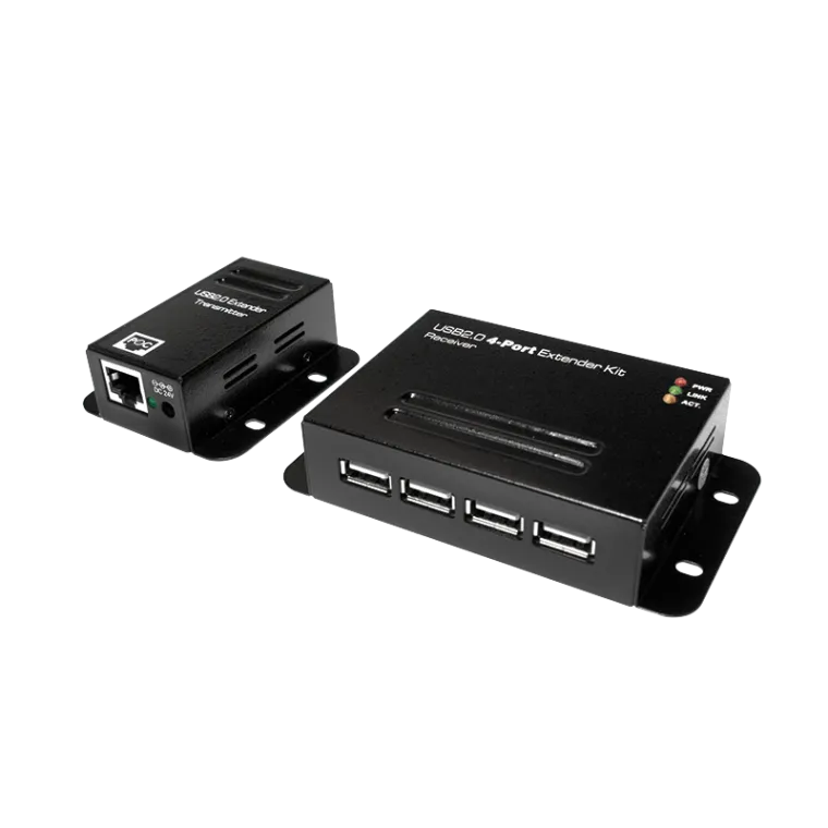 USB 2.0-Cat.5-Extender, 50m, inkl. 4-Port USB-Hub, montierbar, schwarz