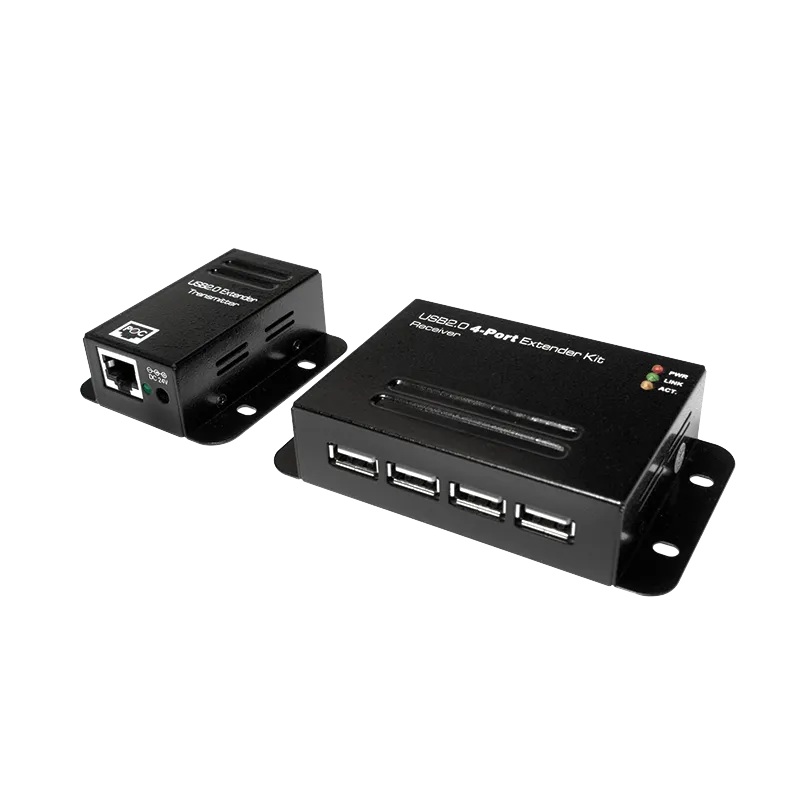 USB 2.0-Cat.5-Extender, 50m, inkl. 4-Port USB-Hub, montierbar, schwarz