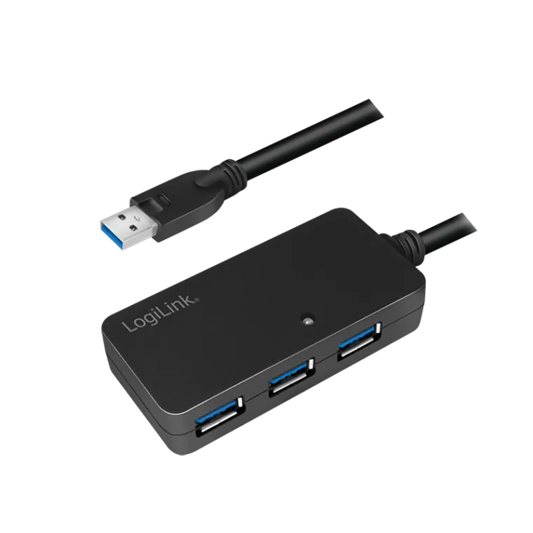 USB 3.0-Kabel, USB-A/M zu 4x USB-A/F, Verstärker, schwarz, 10 m
