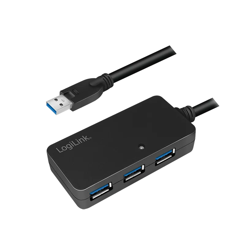 USB 3.0-Kabel, USB-A/M zu 4x USB-A/F, Verstärker, schwarz, 10 m