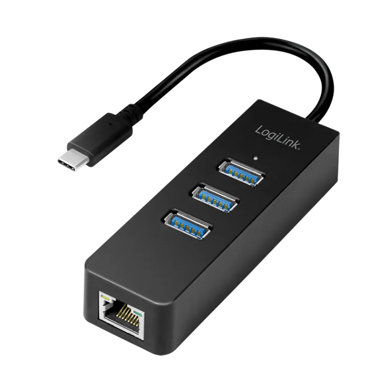 USB 3.2 Gen1 USB-C Gigabit Ethernet Adapter mit 3-Port Hub