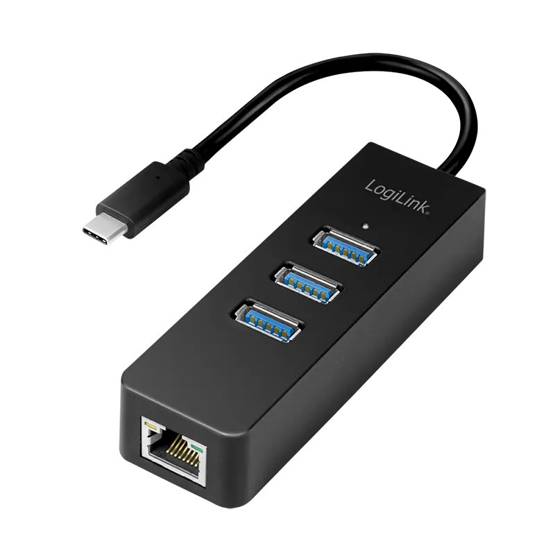 USB 3.2 Gen1 USB-C Gigabit Ethernet Adapter mit 3-Port Hub