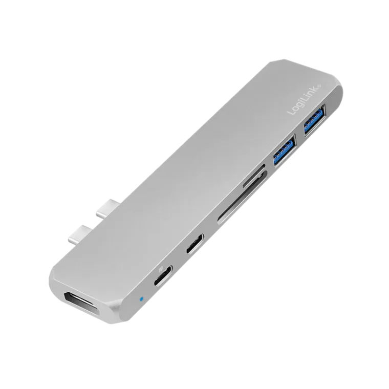 USB 3.2 Gen2x2 Dockingstation, 7-Port, PD, silber
