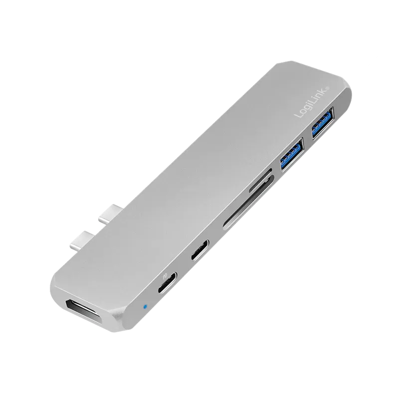 USB 3.2 Gen2x2 Dockingstation, 7-Port, PD, silber