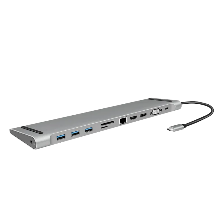 USB 3.2 Gen1-Dockingstation, USB-C, 11-Port, PD, 100 W, silber