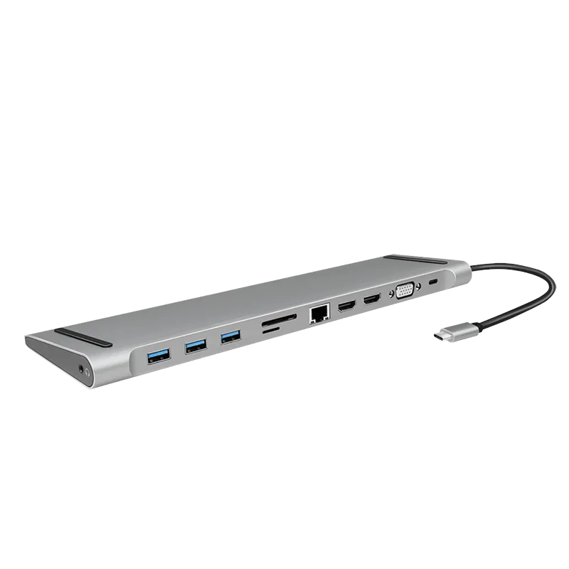 USB 3.2 Gen1-Dockingstation, USB-C, 11-Port, PD, 100 W, silber
