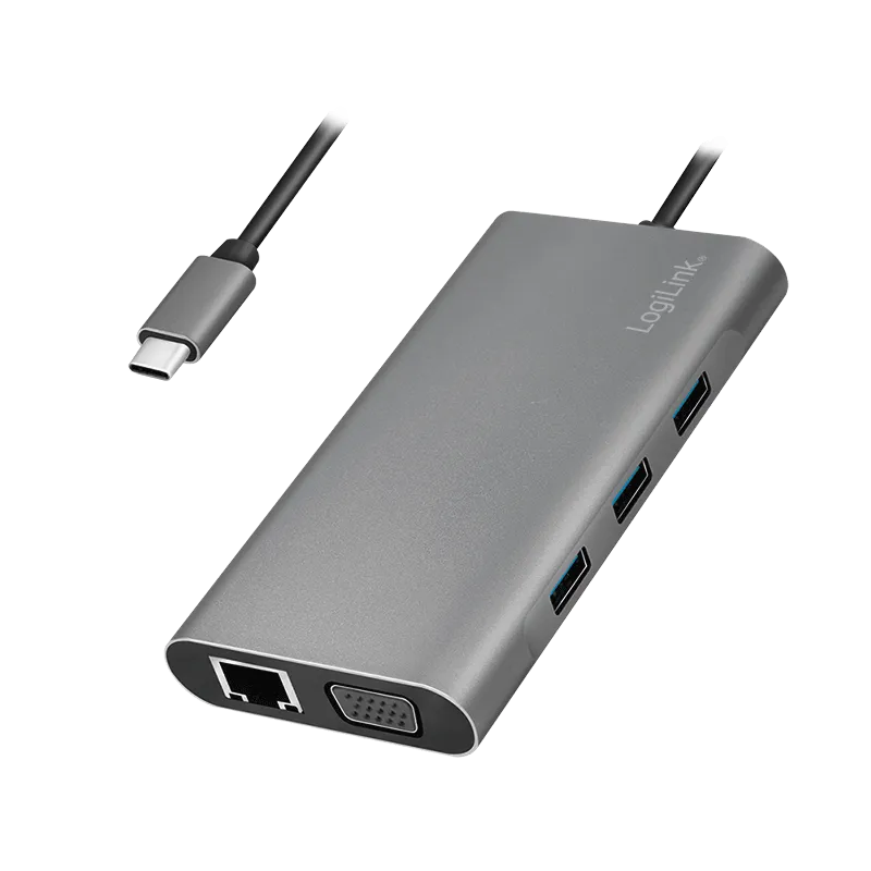 USB 3.2 Gen1 Dockingstation, 10-Port, USB-C, PD, silber