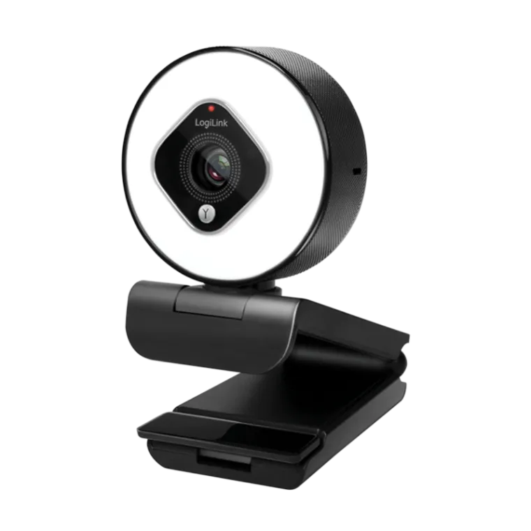 Full-HD-USB-Webcam, 76°, Dual-Mikrofon, Autofokus, Ringlicht, Stativ
