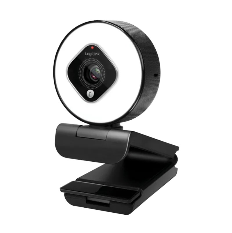 Full-HD-USB-Webcam, 76°, Dual-Mikrofon, Autofokus, Ringlicht, Stativ