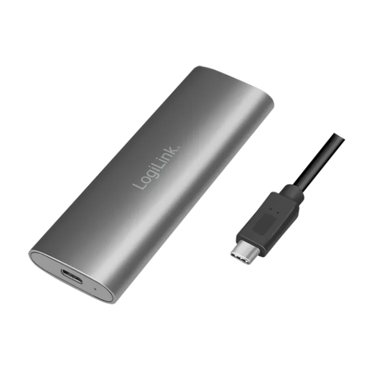 USB 3.2 Gen2x1-Gehäuse für M.2 NVMe (PCIe) & SATA (NGFF) SSDs, silber