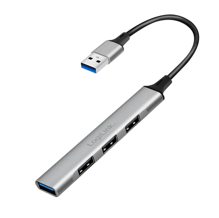 USB 3.0, 4-Port Slim-Hub, mit Aluminiumgehäuse