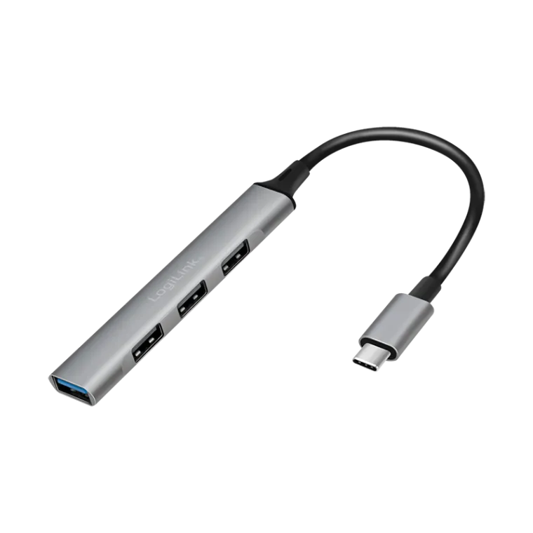 USB 3.2 Gen1 Type C, 4-Port Slim-Hub, mit Aluminiumgehäuse