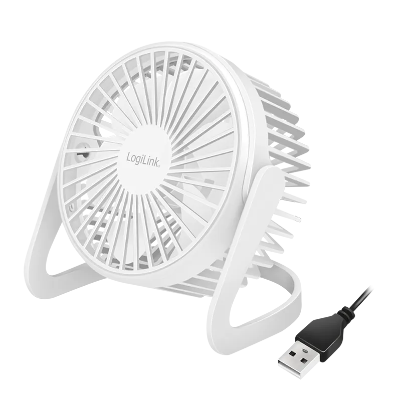 USB-Schreibtischventilator, 12,7 cm, 30 dB, weiß
