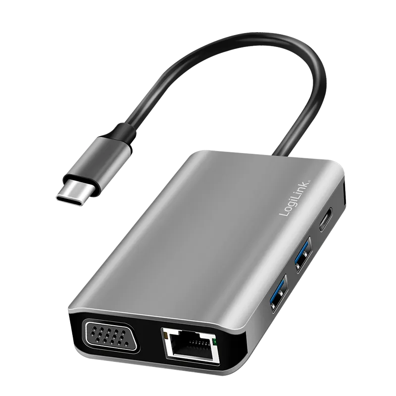 USB 3.2 Gen1-Dockingstation, USB-C, 7-Port, PD, Space-Grau